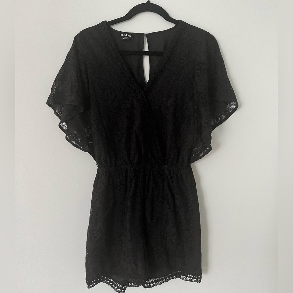 Bebe Black Lace Romper | Size M